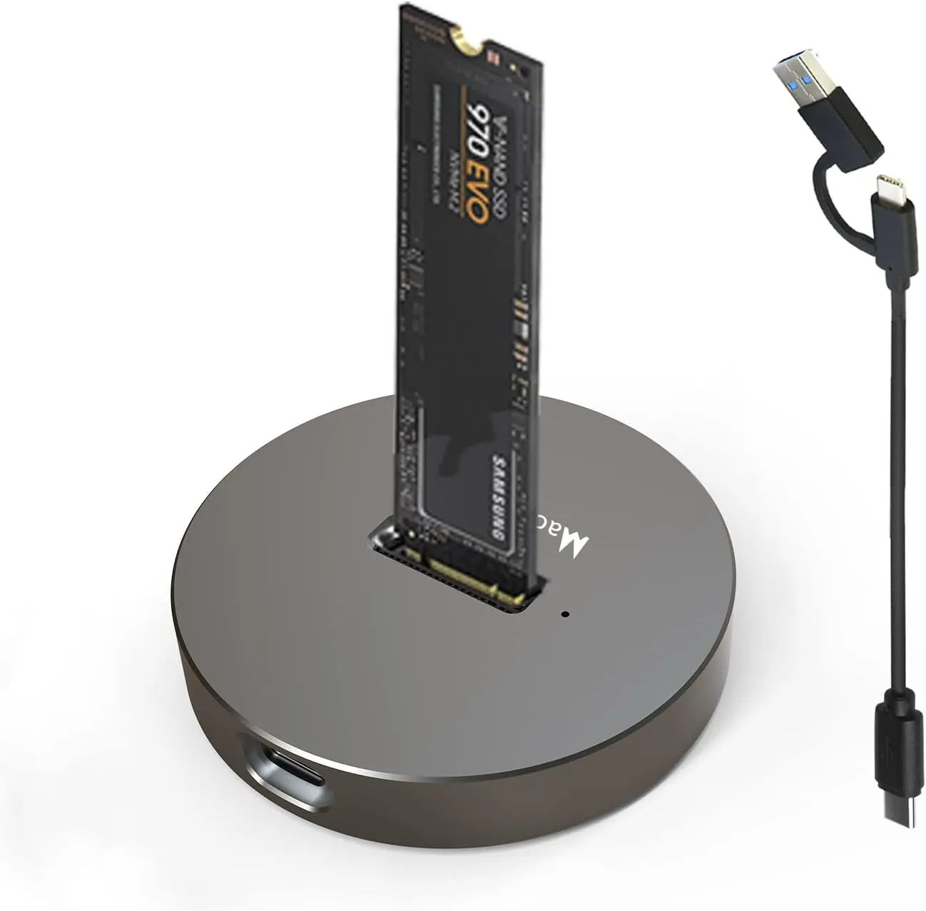 M.2 NVMe & SATA to USB C Docking Station, M.2 SSD to USB A C Reader Adapter for 2280 2260 2242 2230 Enclosure, Fits Both M.2 (M Key, B M Key) NVME and SATA NGFF SSDs Aluminum Alloy