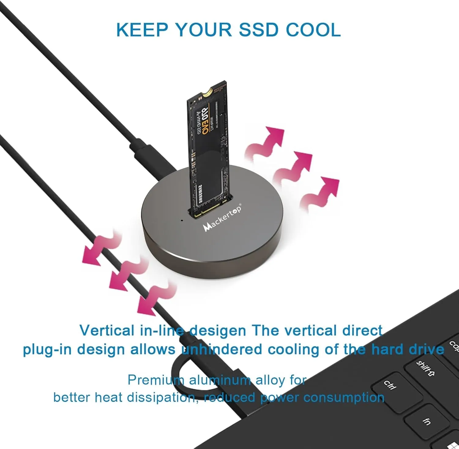 M.2 NVMe & SATA to USB C Docking Station, M.2 SSD to USB A C Reader Adapter for 2280 2260 2242 2230 Enclosure, Fits Both M.2 (M Key, B M Key) NVME and SATA NGFF SSDs Aluminum Alloy