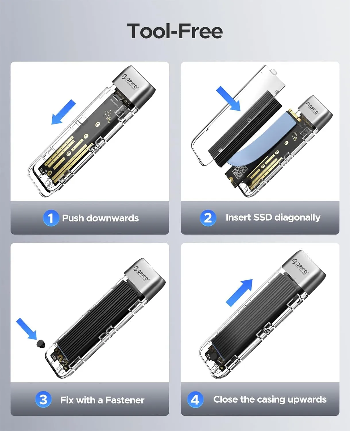 M.2 NVMe SATA SSD Enclosure, Tool-Free USB 3.2 Type-C 10Gbps to M.2 SSD Enclosure for SATA/NVMe M.2(M-Key/B M-Key) SSD Support 2230/2242/2260/2280, Up to 4TB-TXM2M