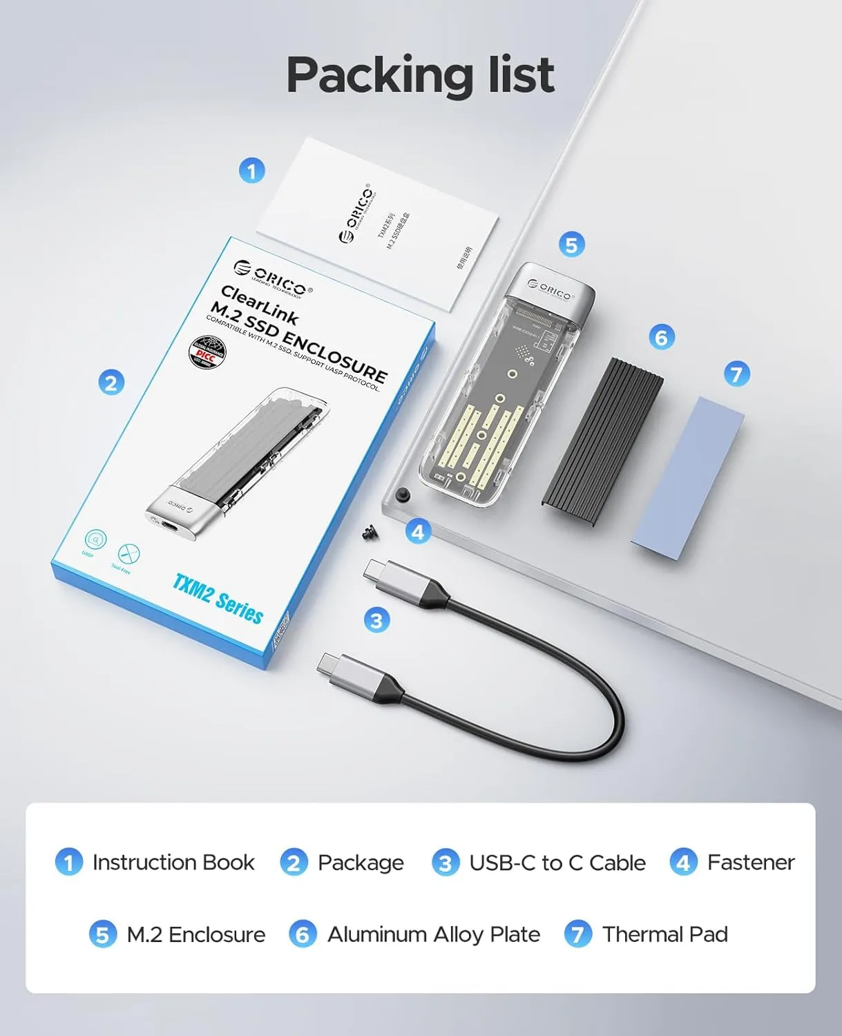 M.2 NVMe SATA SSD Enclosure, Tool-Free USB 3.2 Type-C 10Gbps to M.2 SSD Enclosure for SATA/NVMe M.2(M-Key/B M-Key) SSD Support 2230/2242/2260/2280, Up to 4TB-TXM2M