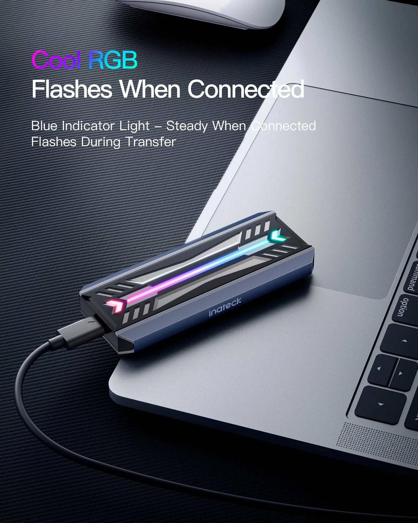 M.2 NVMe SATA SSD Enclosure with RGB, USB 3.2 Gen 2 (10 Gbps), Up to 4TB, FE2024