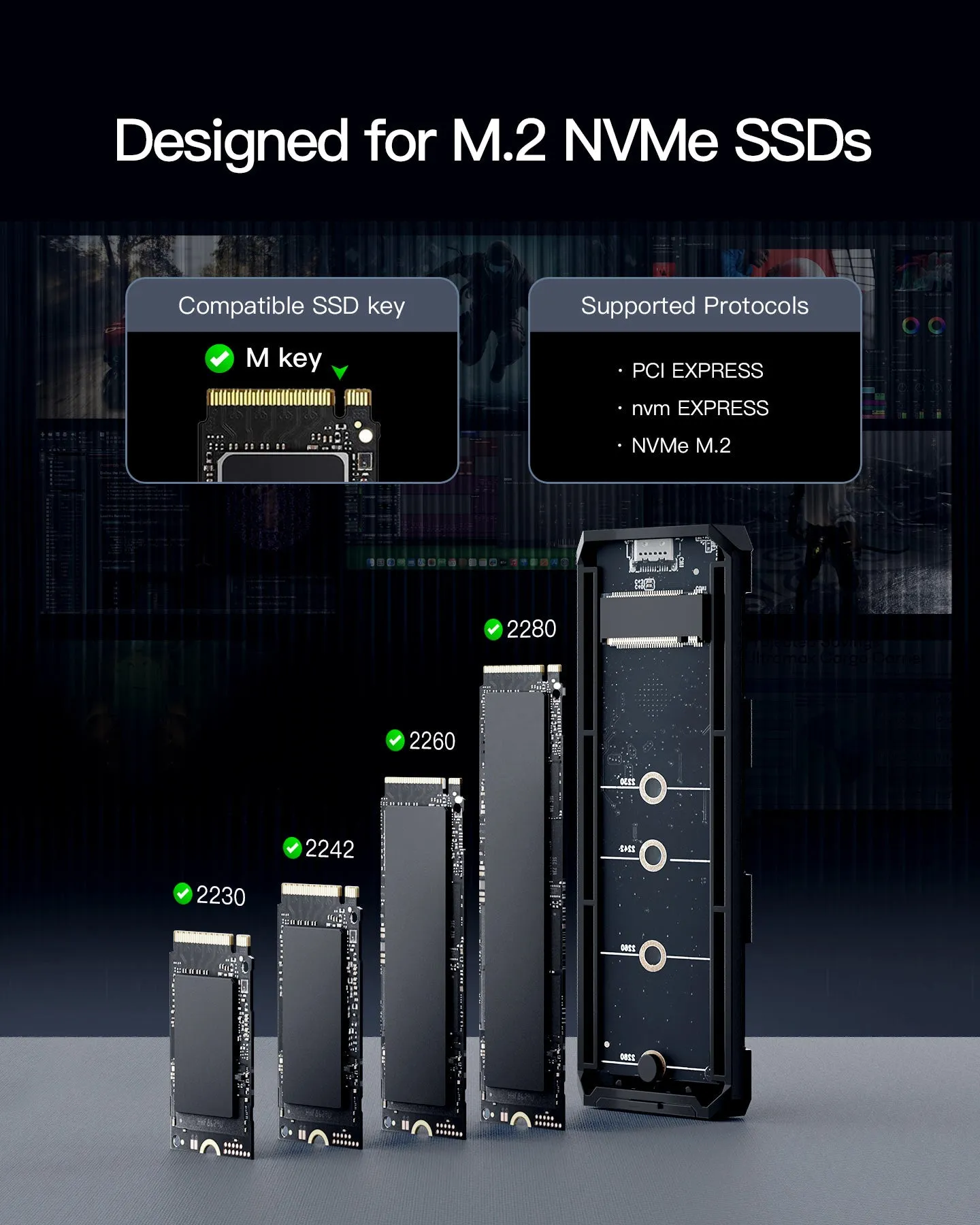 M.2 NVMe SATA SSD Enclosure with RGB, USB 3.2 Gen 2 (10 Gbps), Up to 4TB, FE2024