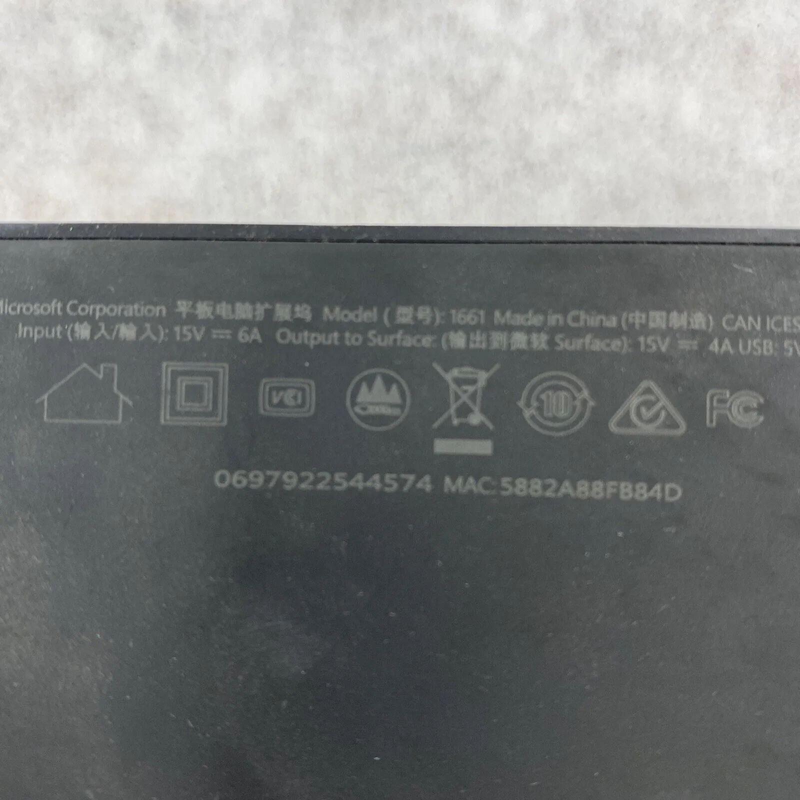 Microsoft 1661 Surface Docking Station T17 USB MiniDisplayPort NO POWER ADAPTER