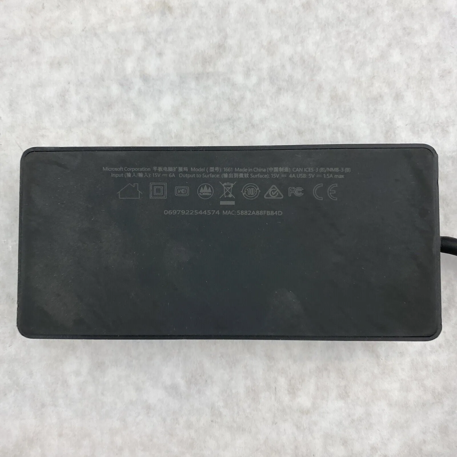 Microsoft 1661 Surface Docking Station T17 USB MiniDisplayPort NO POWER ADAPTER