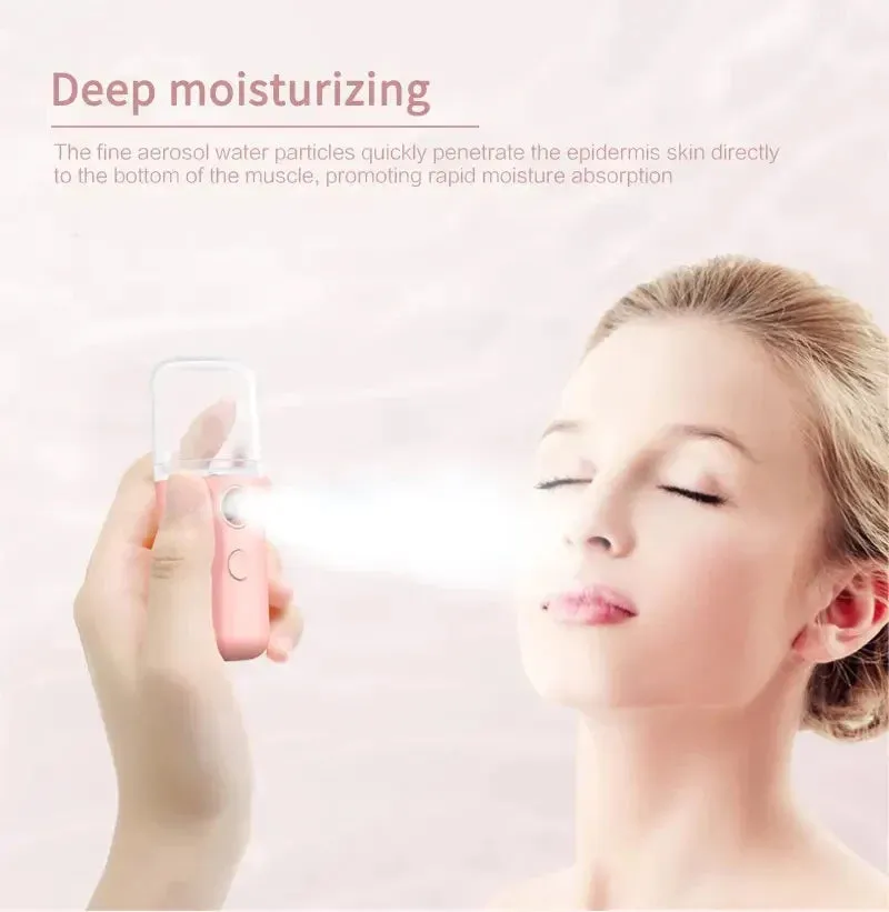 Mist Facial Sprayer USB Humidifier Rechargeable Nebulizer Face Steamer Moisturizing Humidifier Skin Care Tools