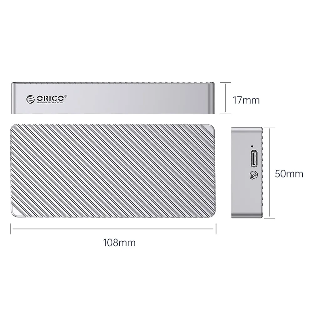 ORICO M.2 NVME SSD Solid State Drive Enclosure with USB 3.2 Gen2 Type-C Interface, 40Gbps Transfer Rate, 4TB Max Capacity with PCIe 3.0 and UASP TRIM Function for Smartphone PC Desktop Laptop | Gray, Rose Gold, Silver | M214C3-U4