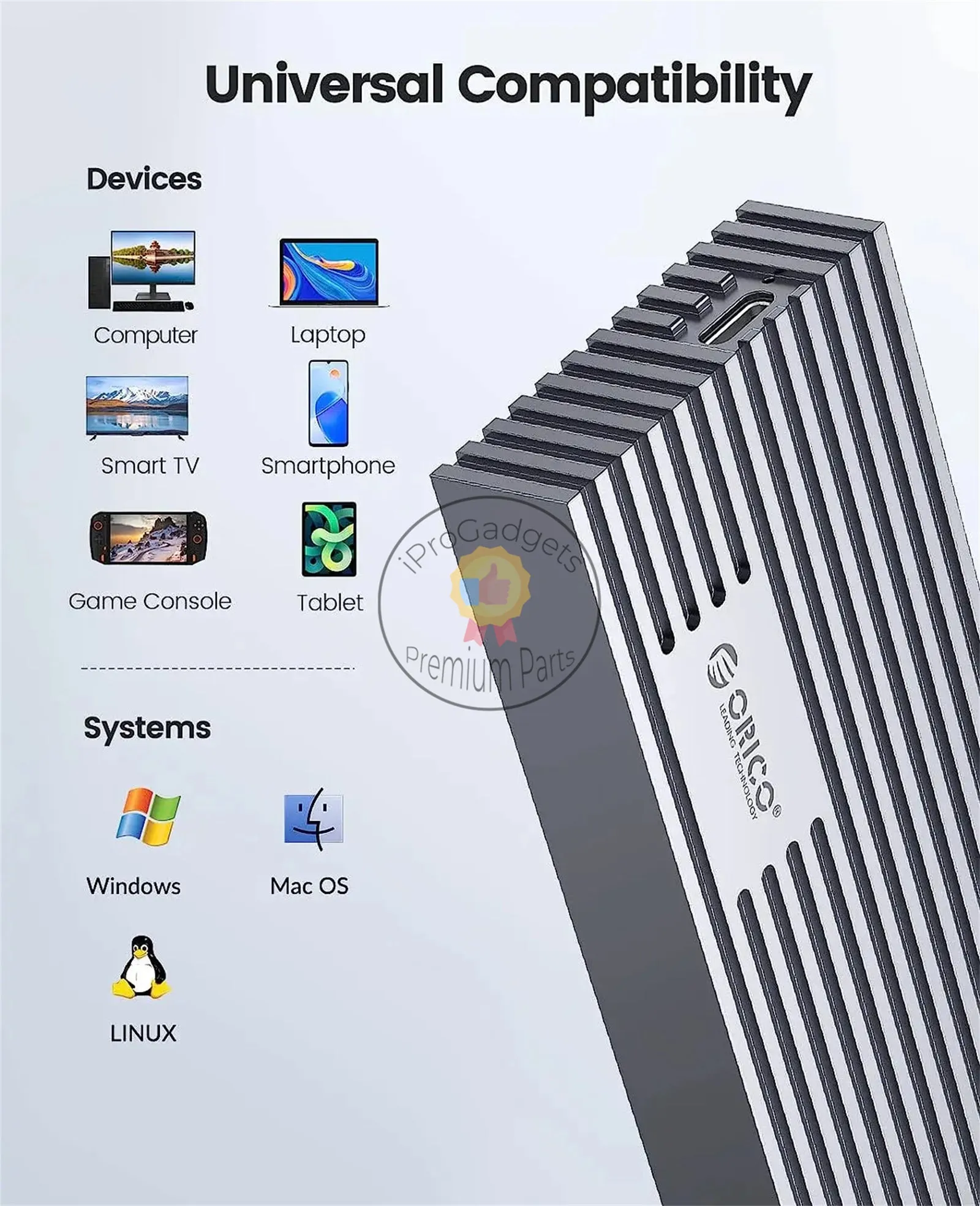 Orico M233C3-G4 USB3.2 Gen2 Type-C 20Gbps M.2 NVMe Aluminum M.2 SSD Enclosure