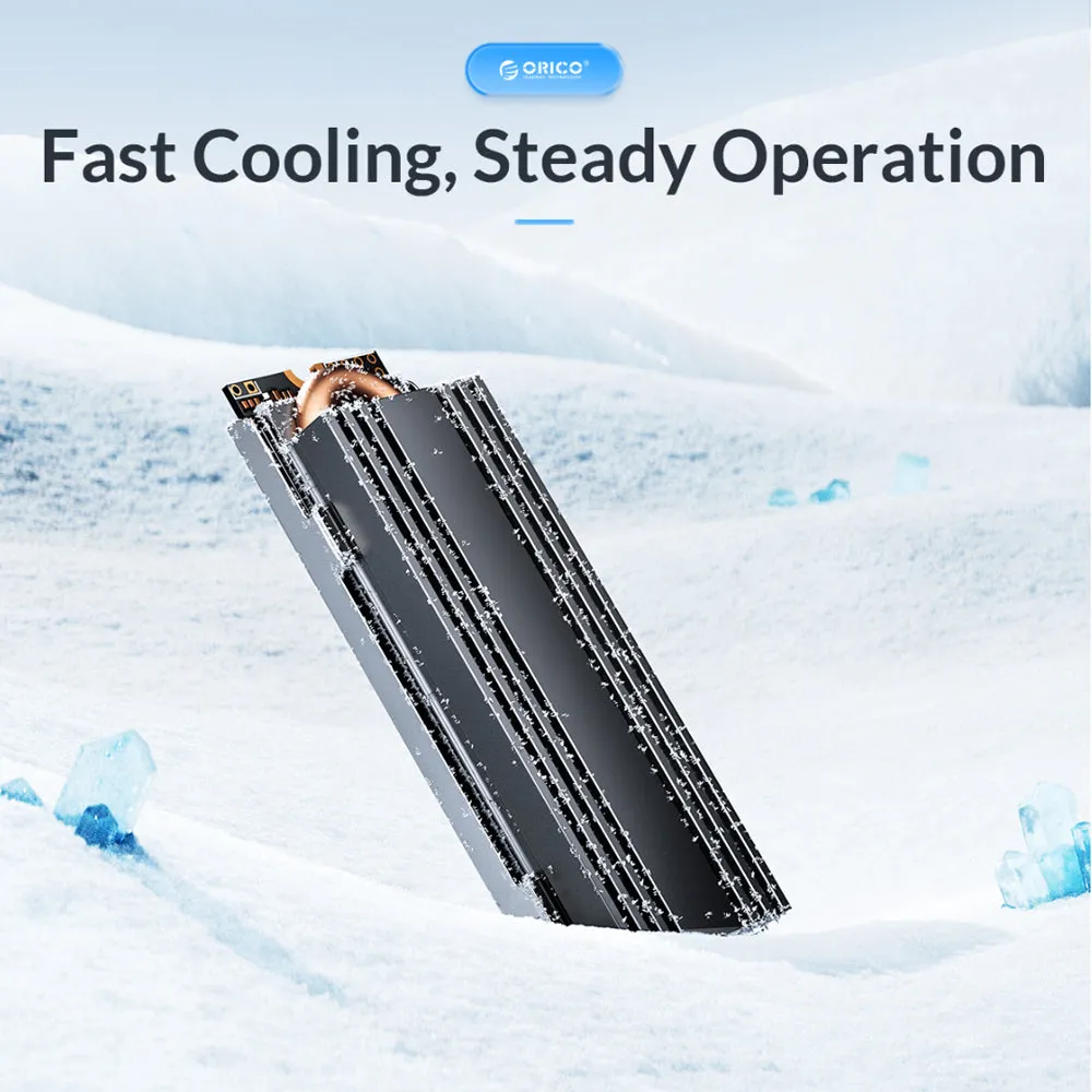 ORICO M2HS3 M.2 SSD Copper Aluminum Heatsink with Fast Cooling Thermal Fin and Copper Pipe for Single and Double-Sided 2280 M.2 NVMe NGFF SATA SSD Solid State Drive, PC, Desktop Computer, CPU, Motherboard, Gaming Console