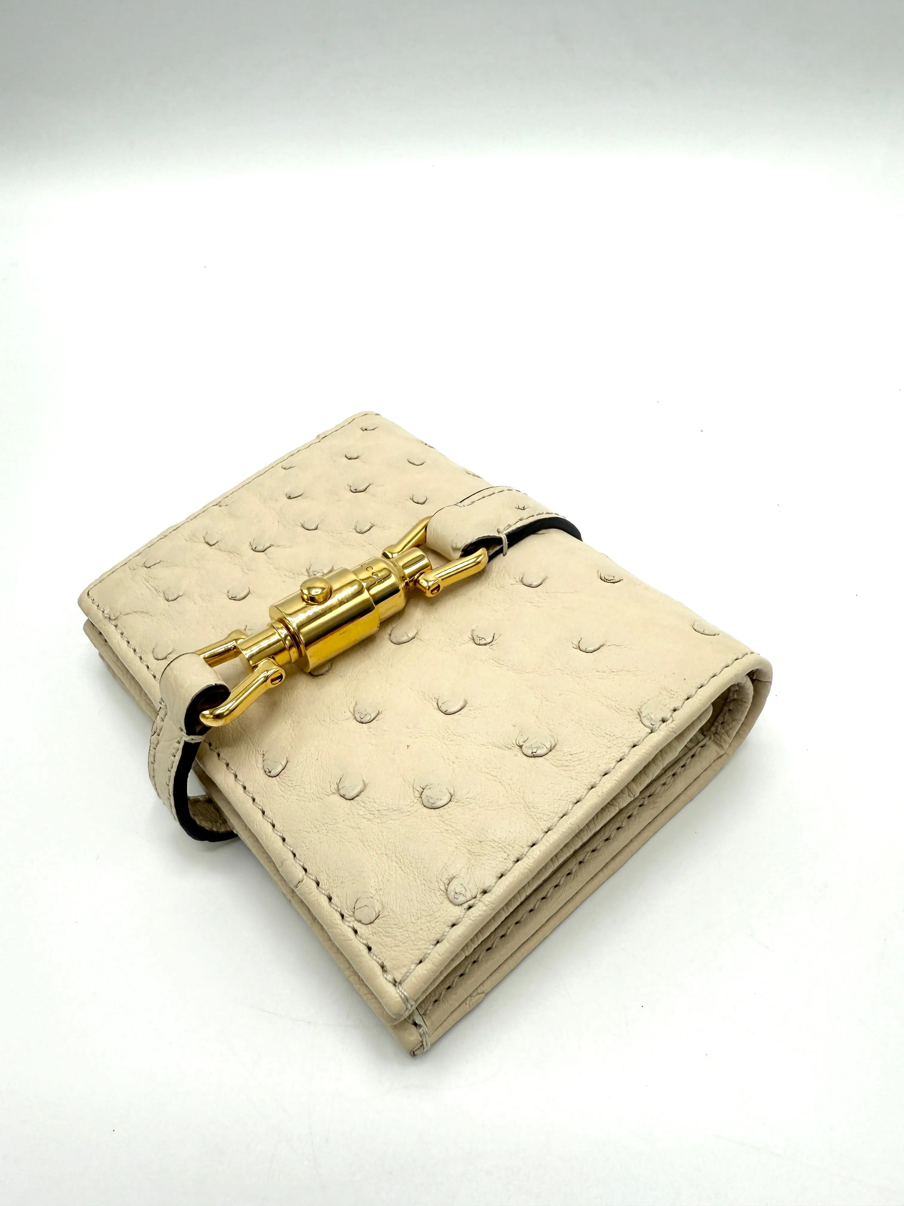 Ostrich GHW Jackie Compact Wallet