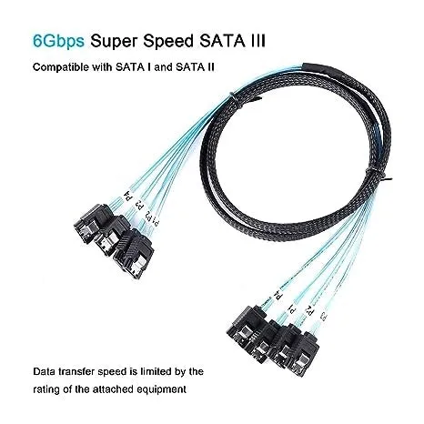 Pi ® (PiPlus®) High Speed 6Gbps 4pcs/Set Sata Cable SAS Cable for Server