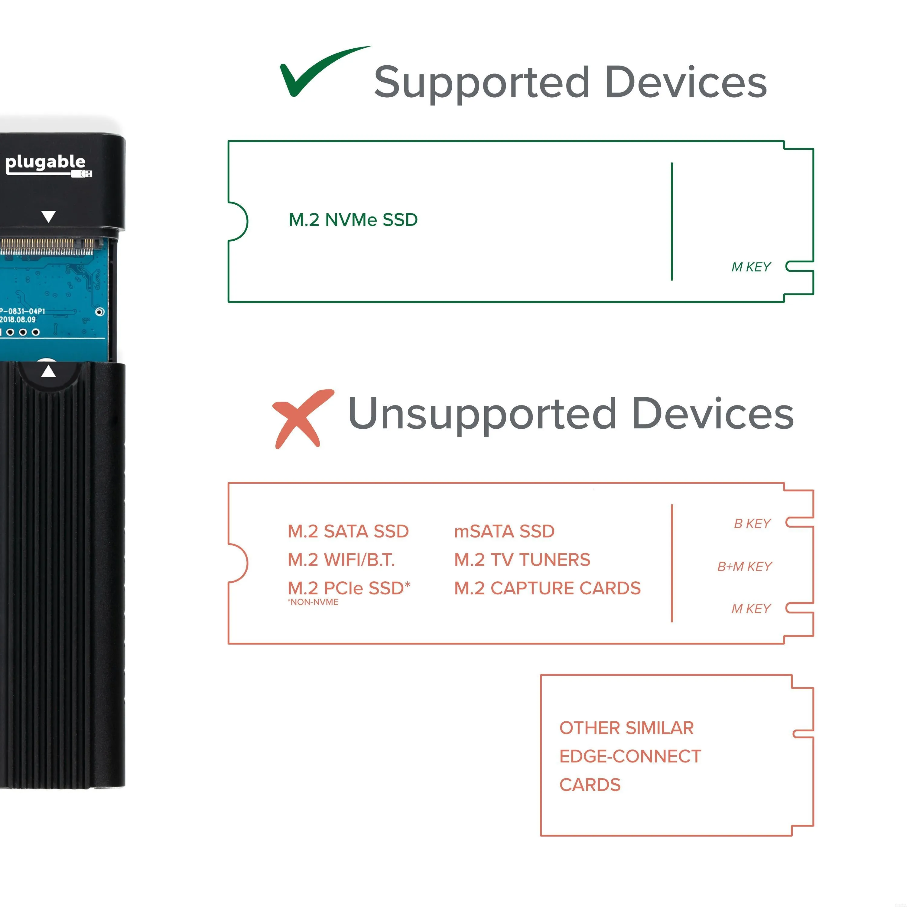 Plugable USB 3.1 Gen 2 Tool-free NVMe Enclosure