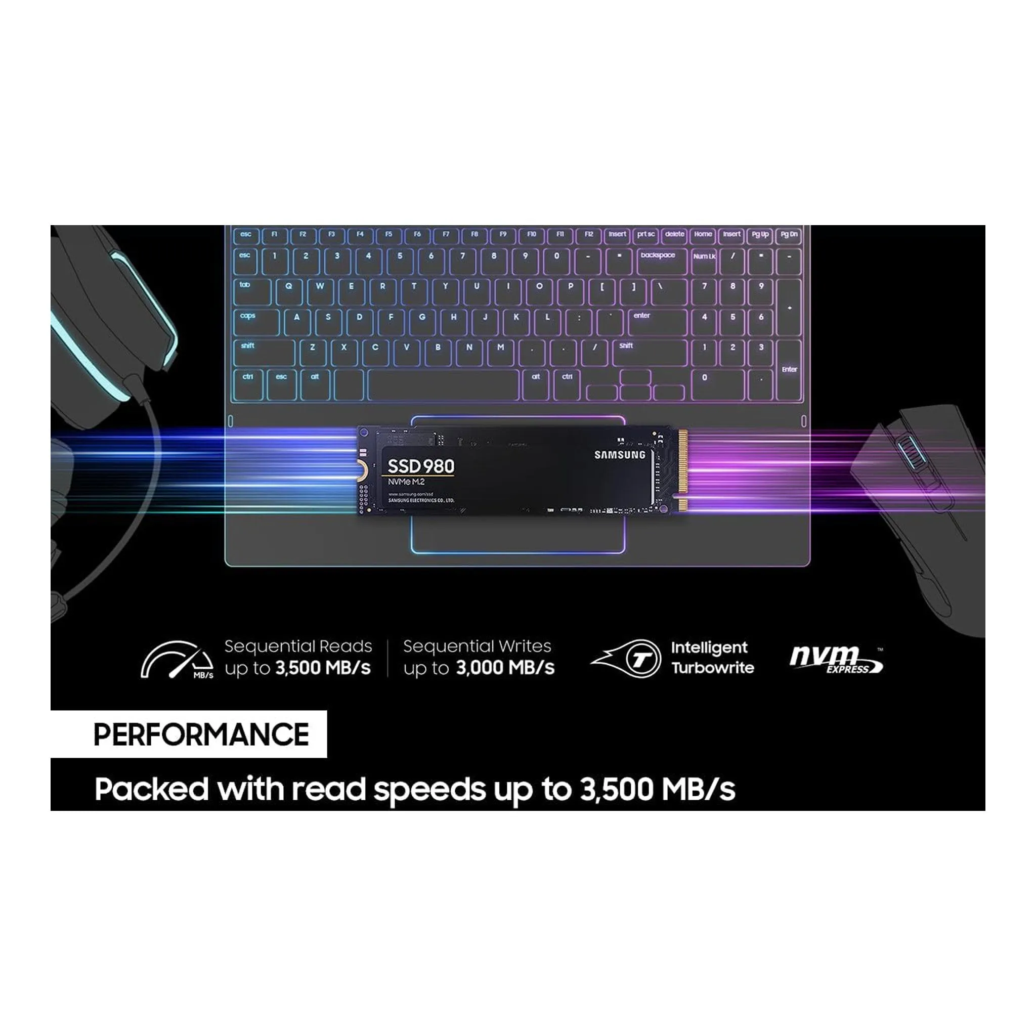 Samsung MZ-V8V500B/AM 500GB 980 PCIe 3.0 NVMe Gaming SSD