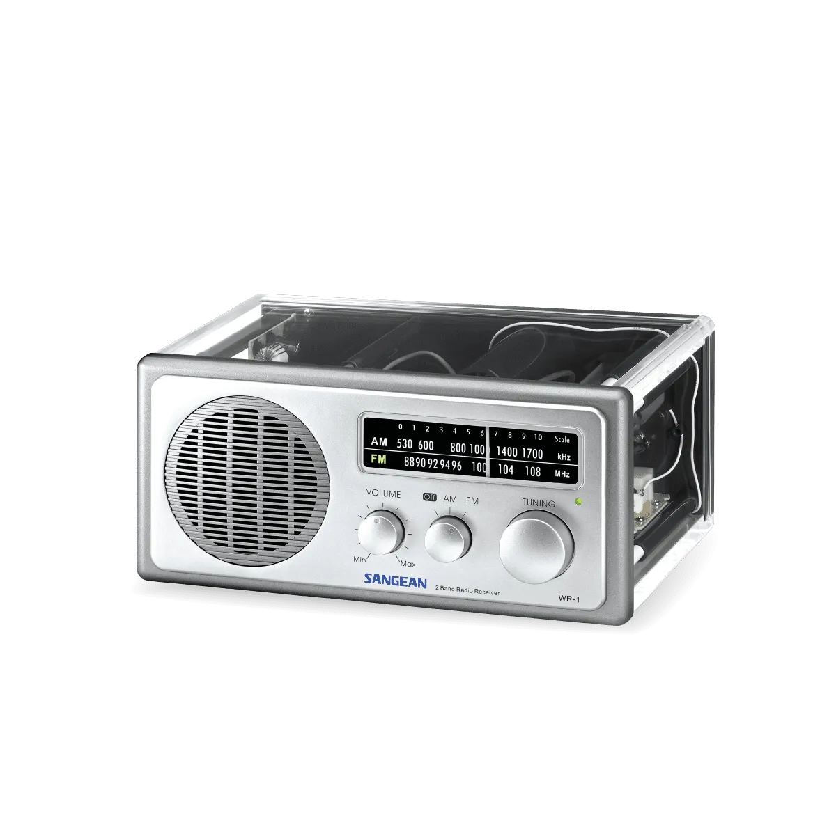 Sangean WR-1CL Analog AM-FM Clear Table-Top Radio