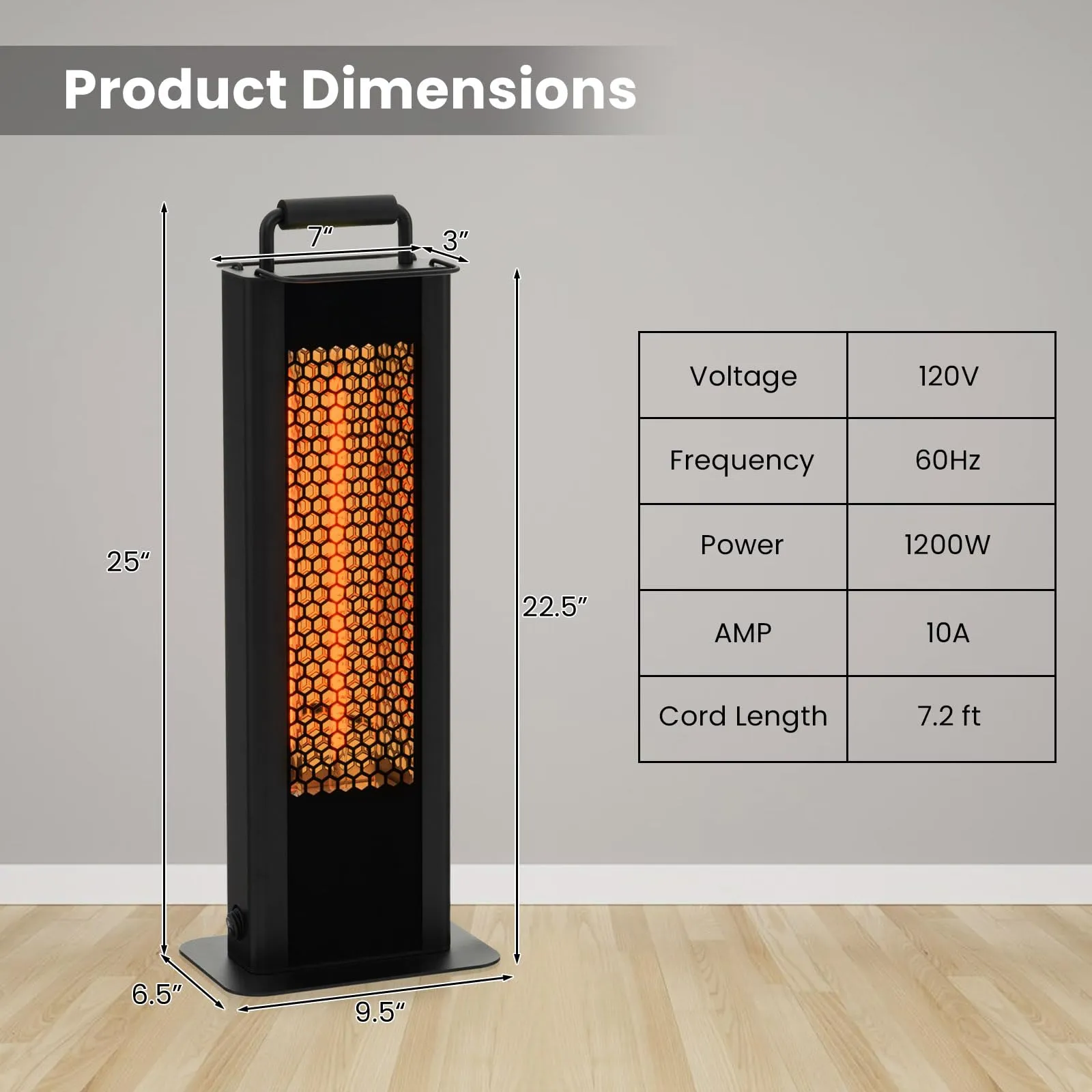 Tangkula Electric Patio Heater, 1200W Infrared Outdoor Heater, Double-Sided Heating