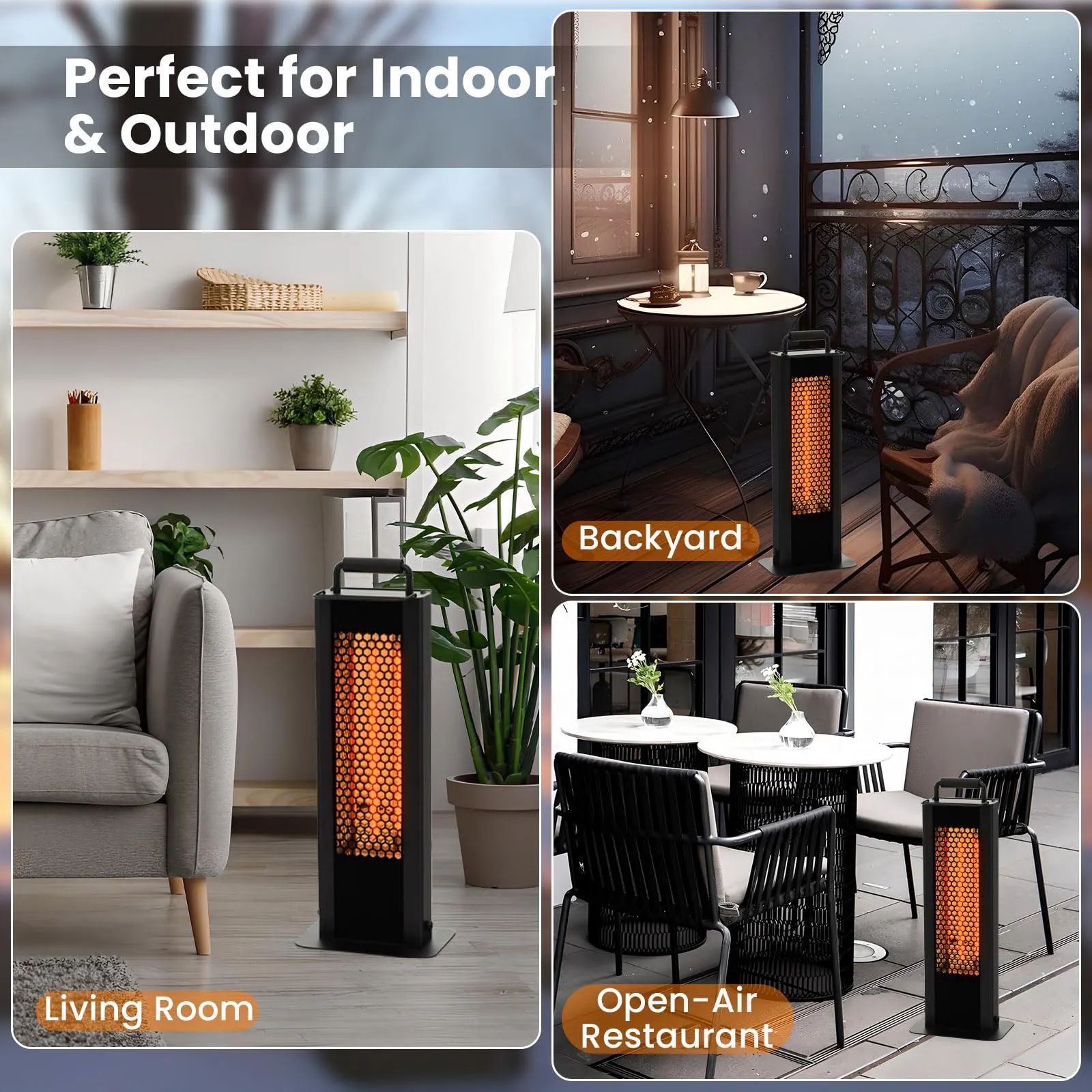 Tangkula Electric Patio Heater, 1200W Infrared Outdoor Heater, Double-Sided Heating