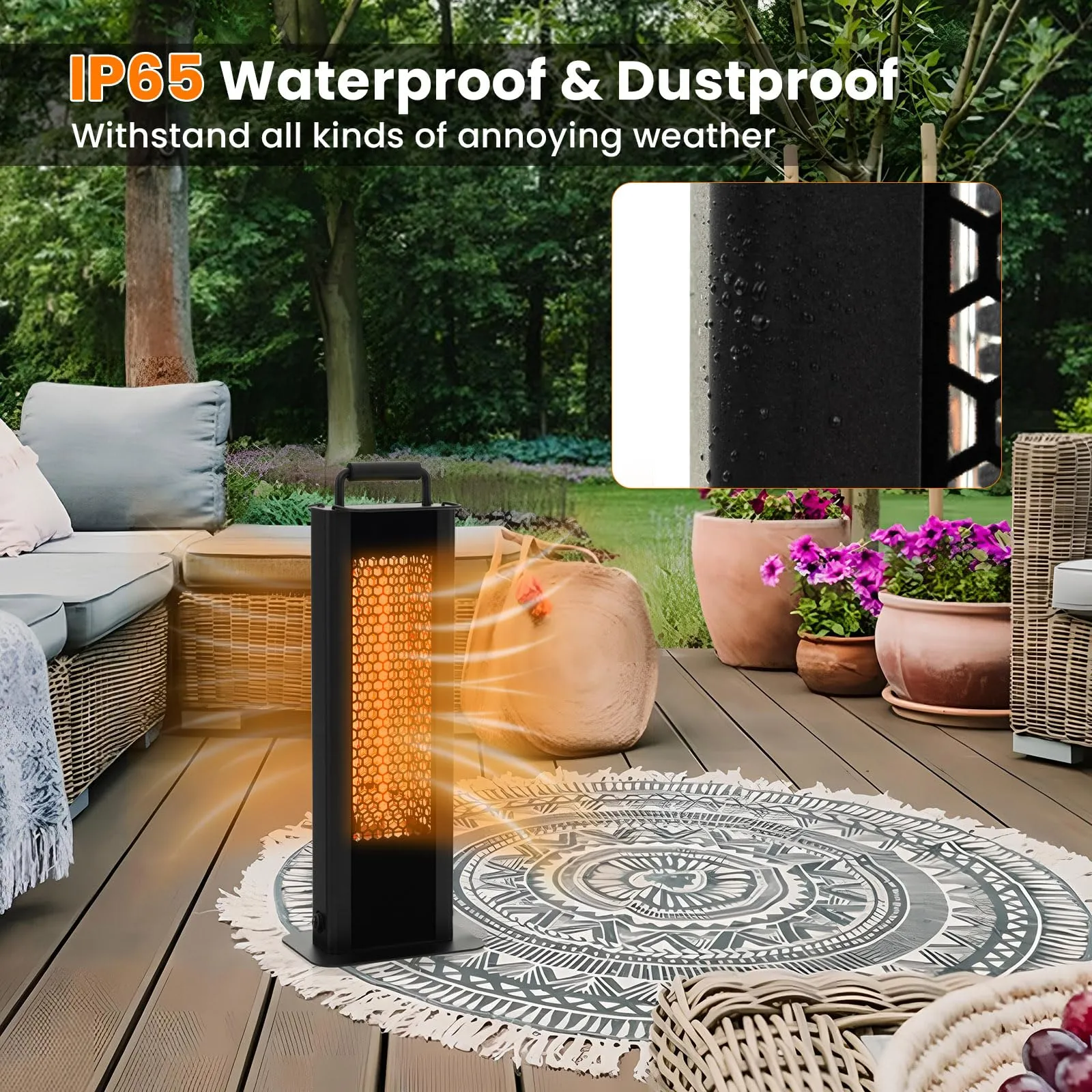 Tangkula Electric Patio Heater, 1200W Infrared Outdoor Heater, Double-Sided Heating