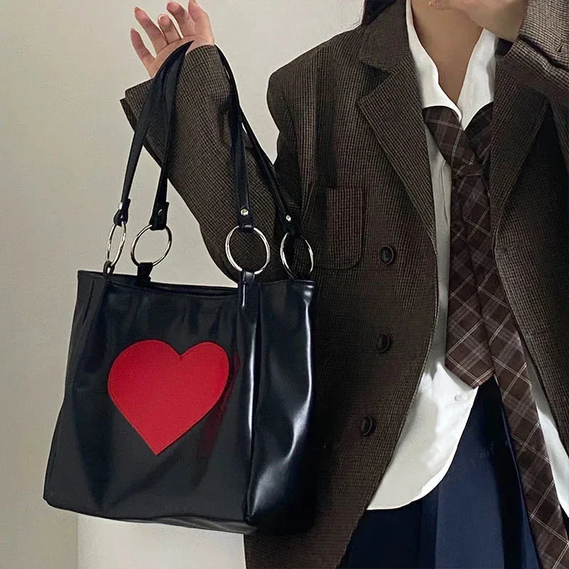 UAKISS  -  2024 Y2k Aesthetic Luxury Design High-capacity Women Shoulder Bags Heart Patchwork Fashion Tote  All Match Female Handbags 2024