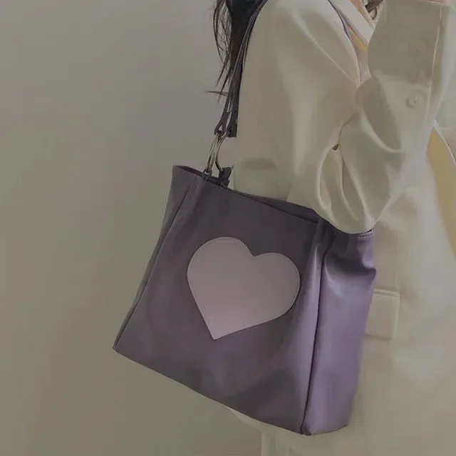 UAKISS  -  2024 Y2k Aesthetic Luxury Design High-capacity Women Shoulder Bags Heart Patchwork Fashion Tote  All Match Female Handbags 2024