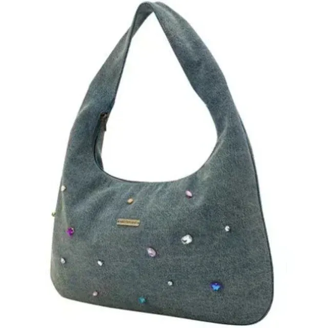 UAKISS  - High-capacity Office Lady Women Tote Bags Y2k Aesthetic Diamond Denim Shoulder  Fashion Casual All Match Underarm Bag Female