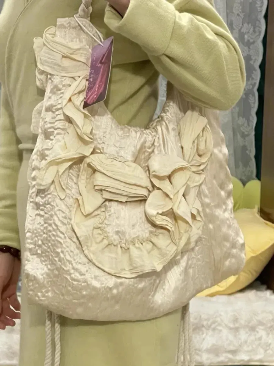 UAKISS  - Luxury Design Patchwork Pleated Women's Handbags High-capacity Sweet Y2k Fairy Shoulder Bags Fashion Vintage Casual Underarm Bag