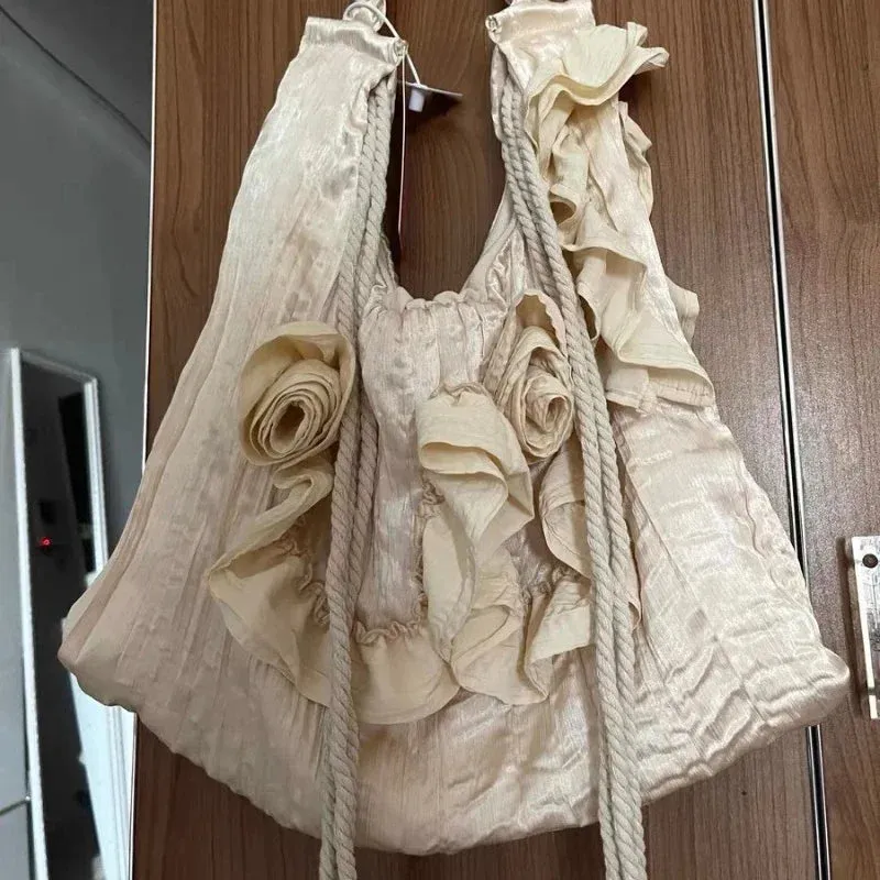 UAKISS  - Luxury Design Patchwork Pleated Women's Handbags High-capacity Sweet Y2k Fairy Shoulder Bags Fashion Vintage Casual Underarm Bag
