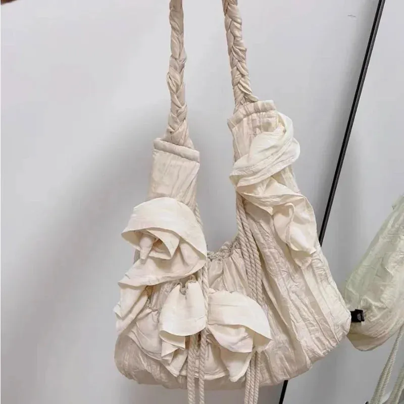 UAKISS  - Luxury Design Patchwork Pleated Women's Handbags High-capacity Sweet Y2k Fairy Shoulder Bags Fashion Vintage Casual Underarm Bag