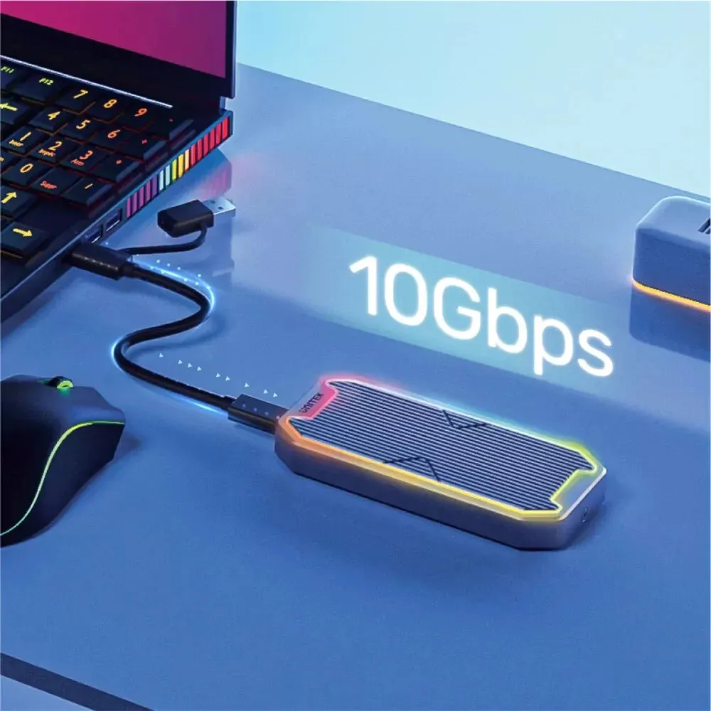 Unitek S1210B USB3.2 Gen2 Type-C to M.2 NVMe/SATA SSD Aluminum RGB Enclosure