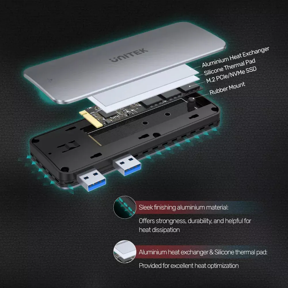 Unitek S1224A USB3.2 Gen2 Type-C to M.2 SSD Enclosure for PS5