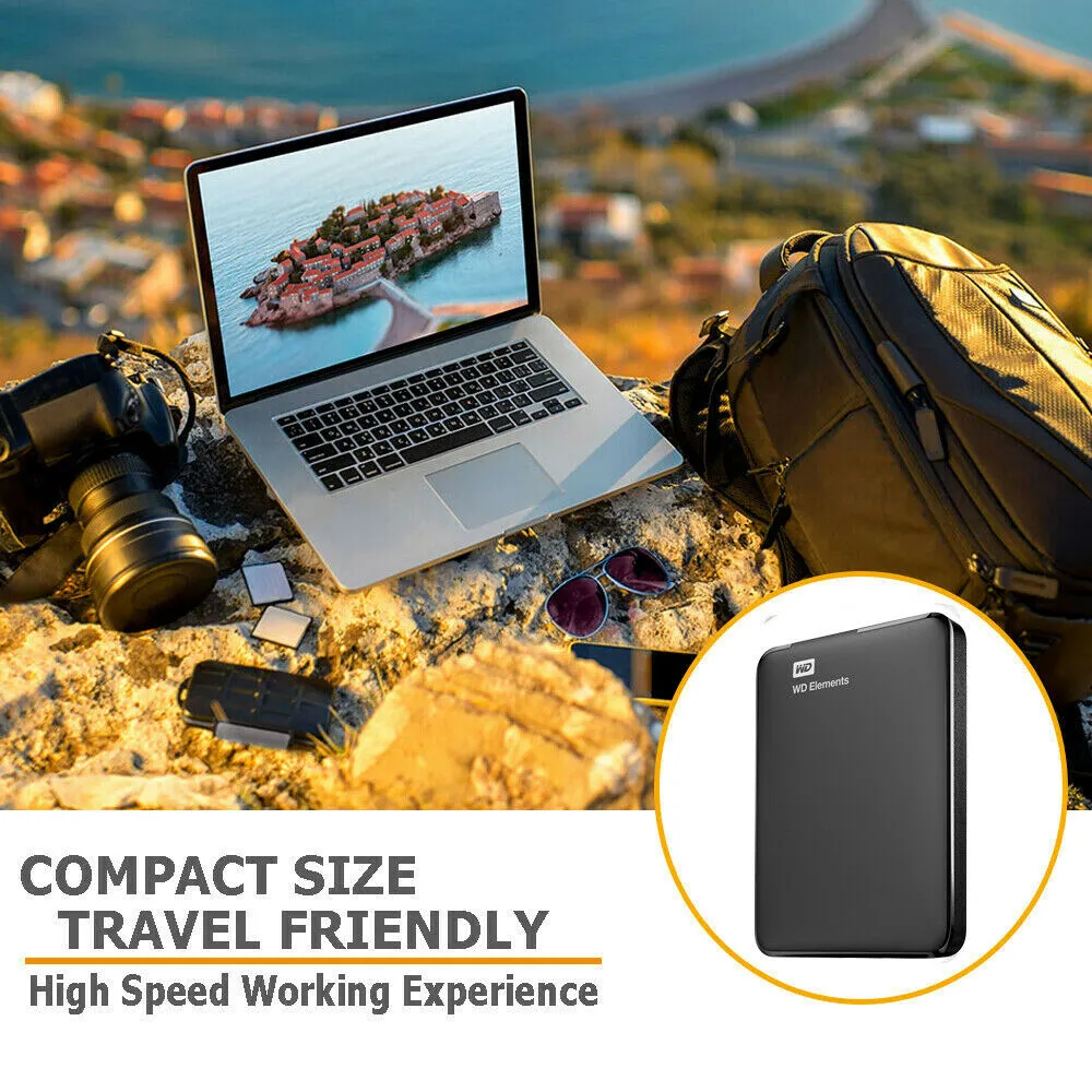 WD Elements 750GB Portable External Hard Drive USB 3.0 HDD for PC, WDBUZG7500ABK