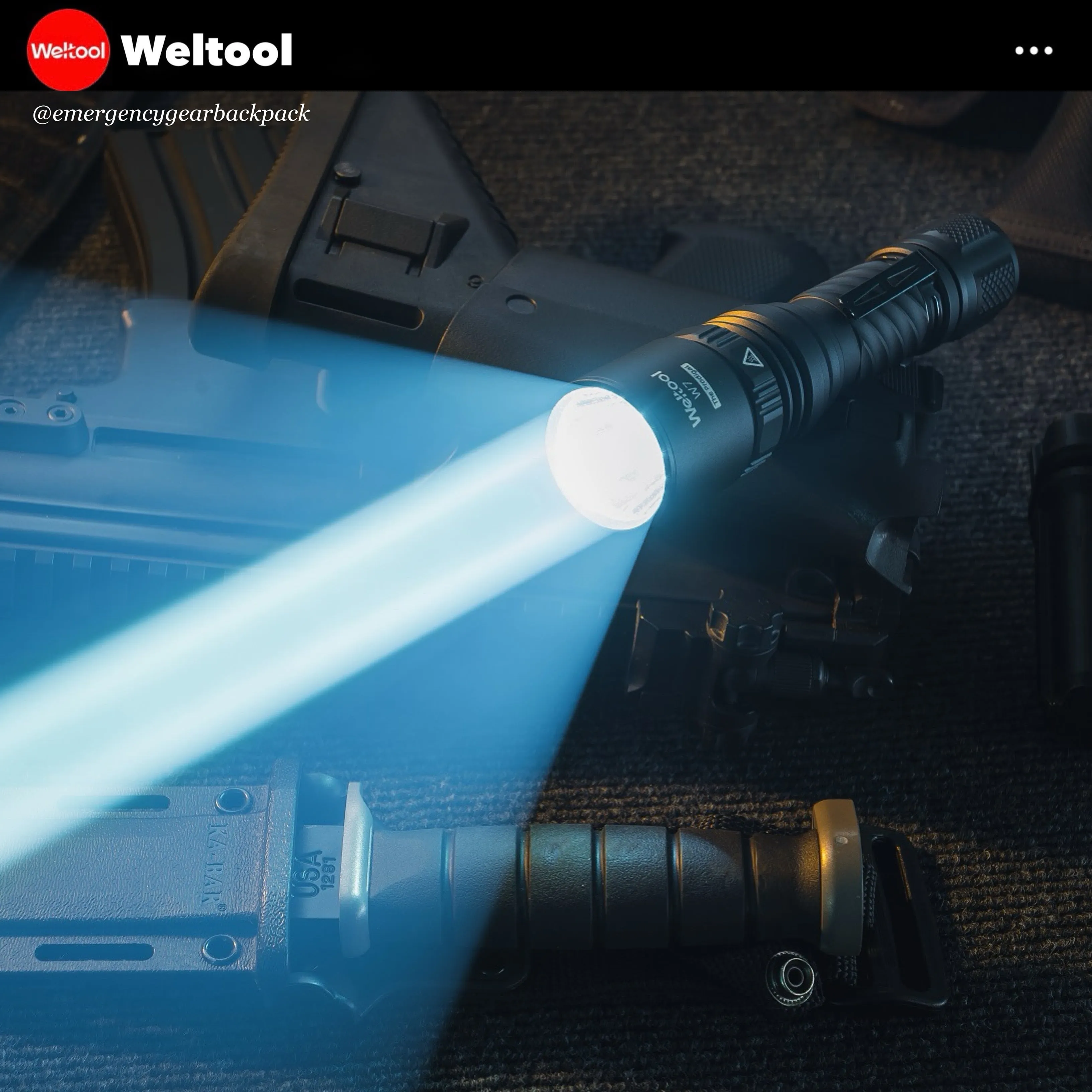 Weltool W7 Tactical LEP Flashlight with Spill