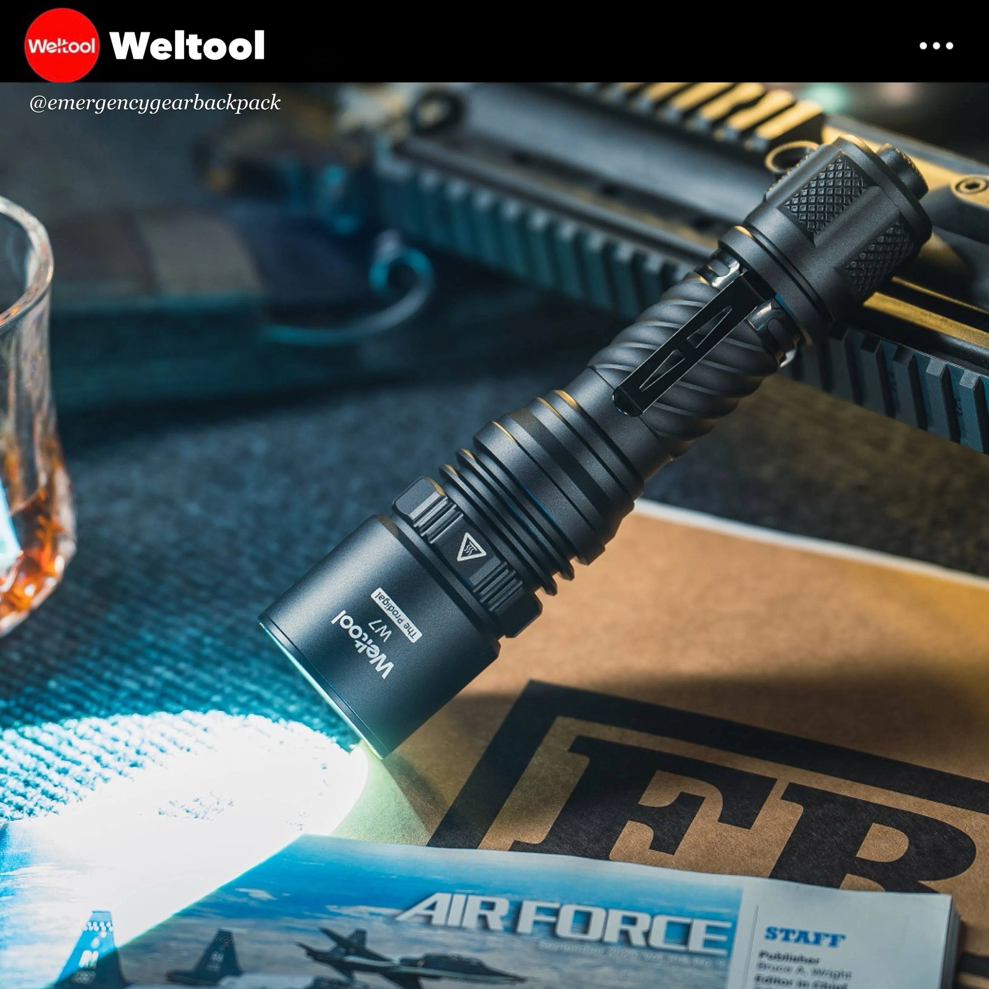 Weltool W7 Tactical LEP Flashlight with Spill
