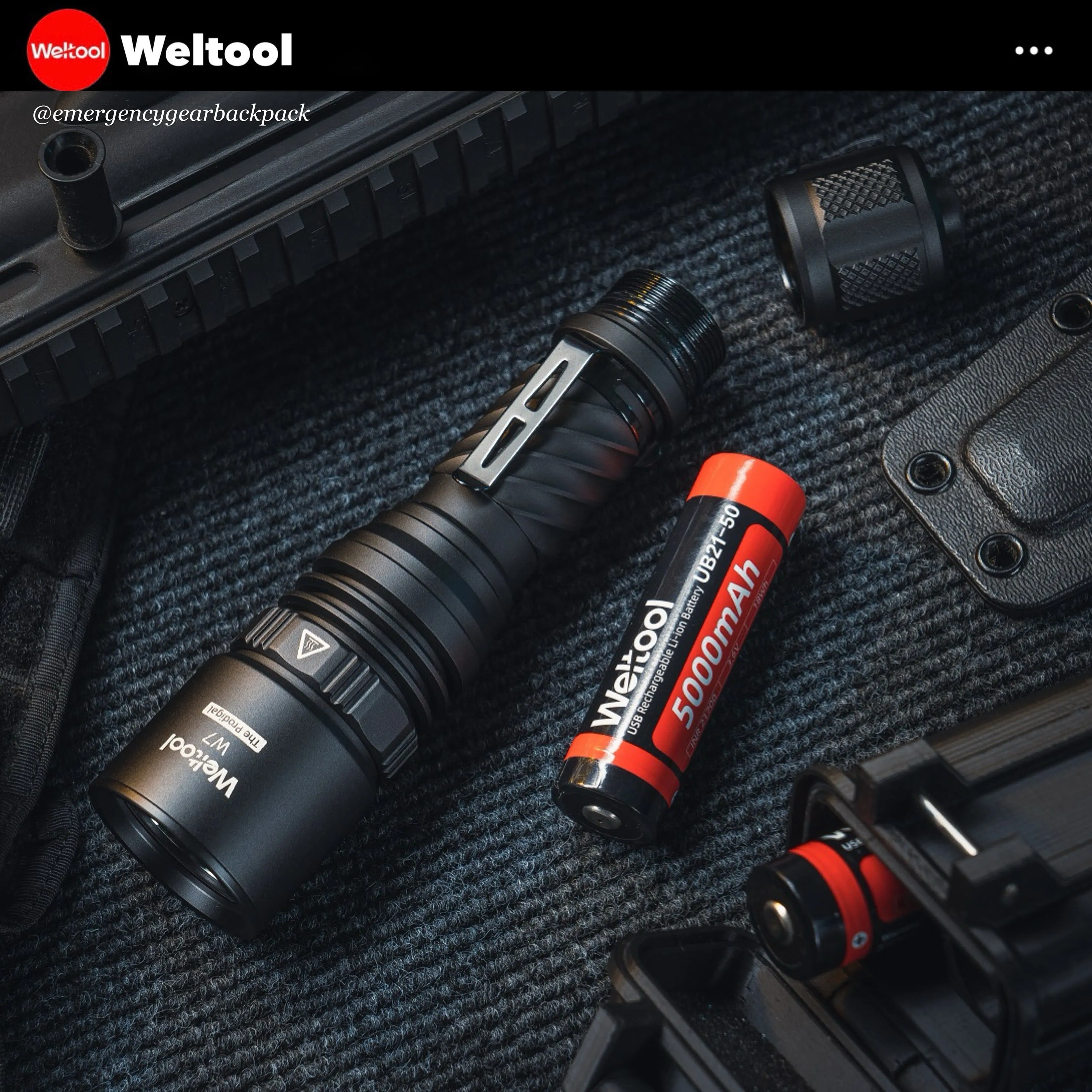 Weltool W7 Tactical LEP Flashlight with Spill