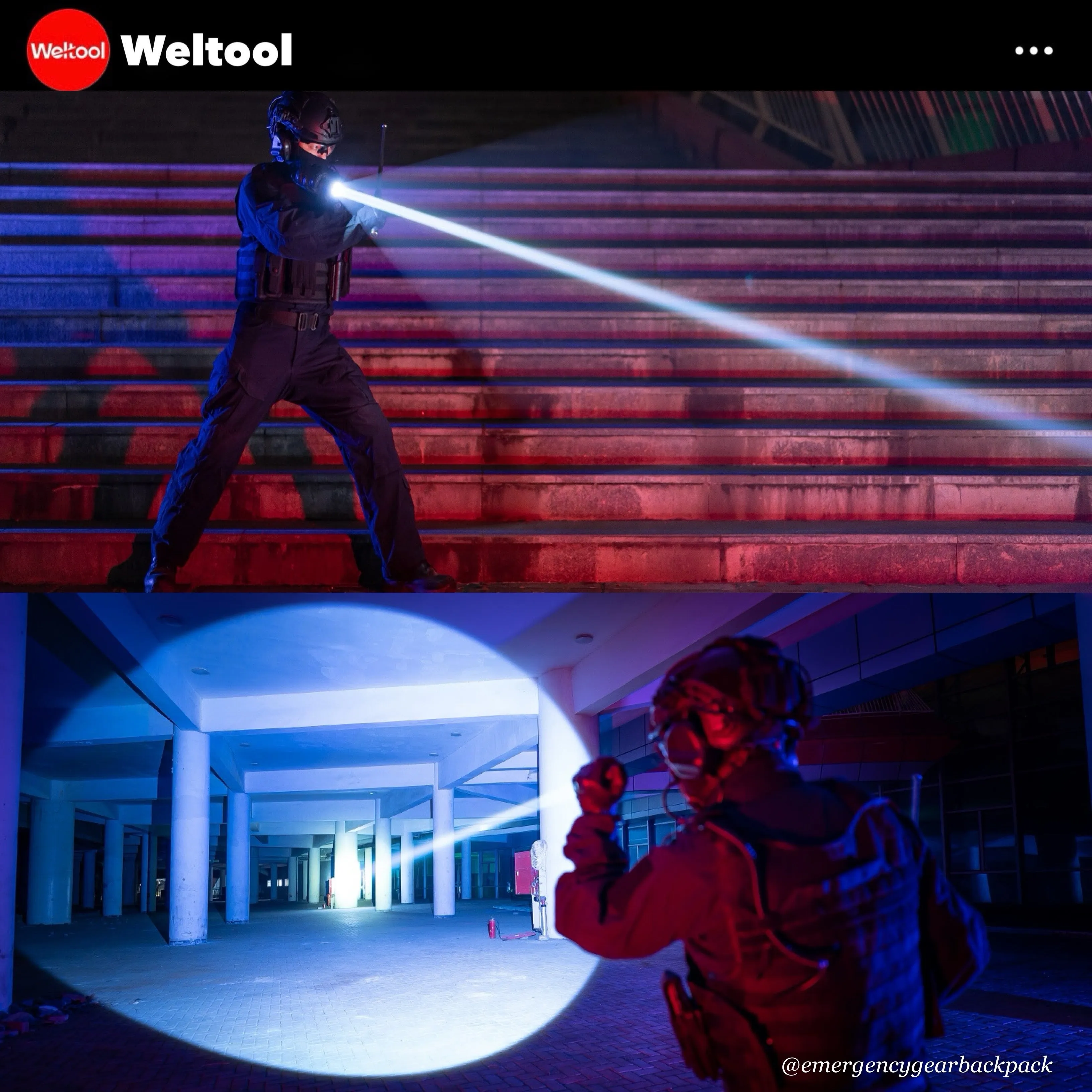 Weltool W7 Tactical LEP Flashlight with Spill